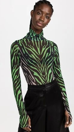 AFRM Ines Mesh Mock Neck Thong Bodysuit