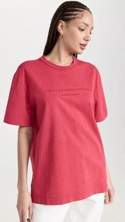 Alexander Wang Plaster Dyed Short Sleeve Tee With Embossed Logo