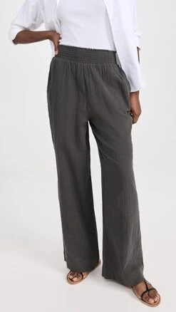 Faherty Dream Cotton Gauze Wide Leg Pants