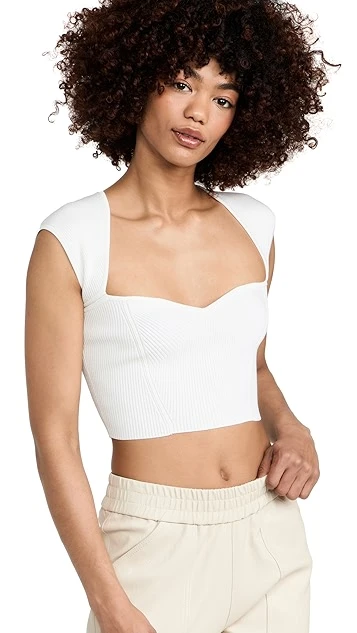 SIMKHAI Abia Compact Rib Cropped Tee - Image 6