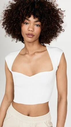 SIMKHAI Abia Compact Rib Cropped Tee