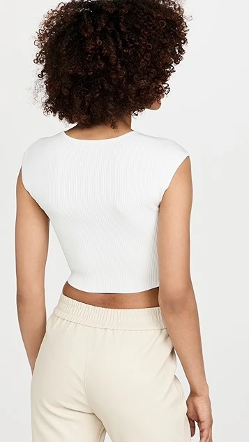 SIMKHAI Abia Compact Rib Cropped Tee - Image 2