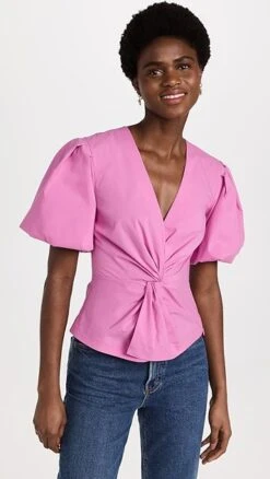 SIMKHAI Rebel Cotton Poplin Short Sleeve Top