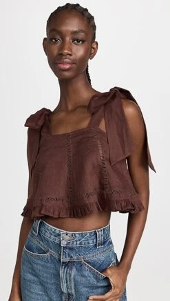 Joslin Adele Linen Crop Top