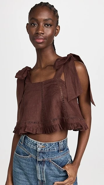Joslin Adele Linen Crop Top