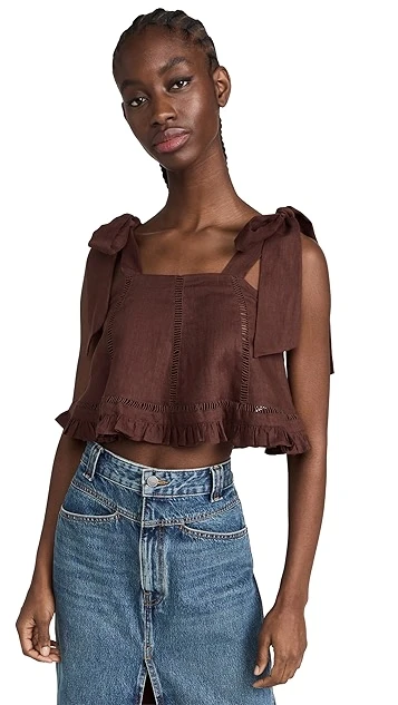 Joslin Adele Linen Crop Top - Image 6