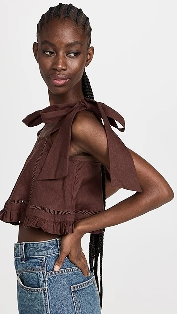 Joslin Adele Linen Crop Top - Image 3