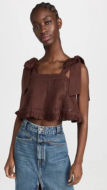Joslin Adele Linen Crop Top - Image 7