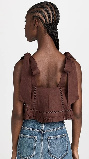 Joslin Adele Linen Crop Top - Image 2