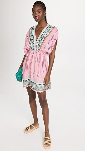 Lemlem Rosa Short Plunge Neck Dress - Image 4