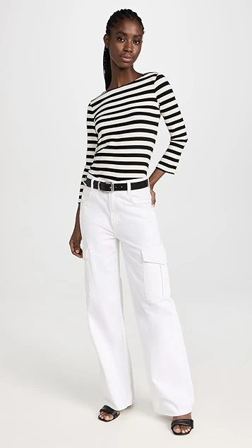 L'AGENCE Lucille Boatneck Striped Shirt - Image 4