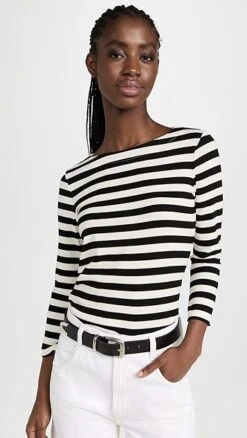 L'AGENCE Lucille Boatneck Striped Shirt