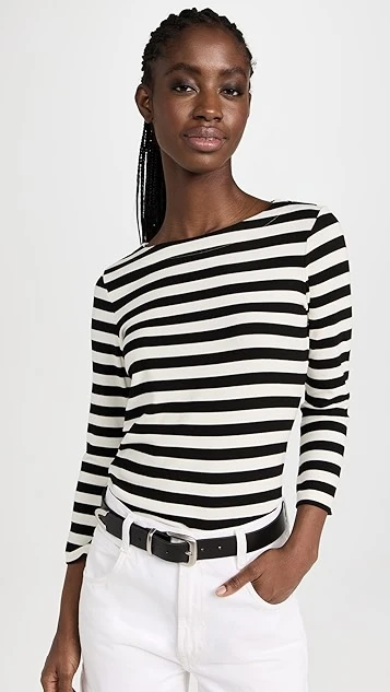 L'AGENCE Lucille Boatneck Striped Shirt