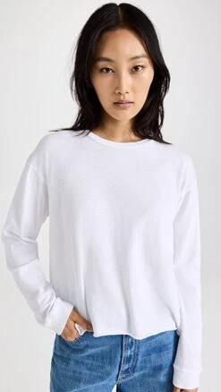 MOTHER The Long Sleeve Slouchy Cut Off Tee