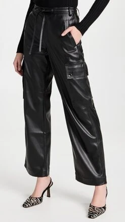 Proenza Schouler White Label Faux Leather Drawstring Cargo Pants