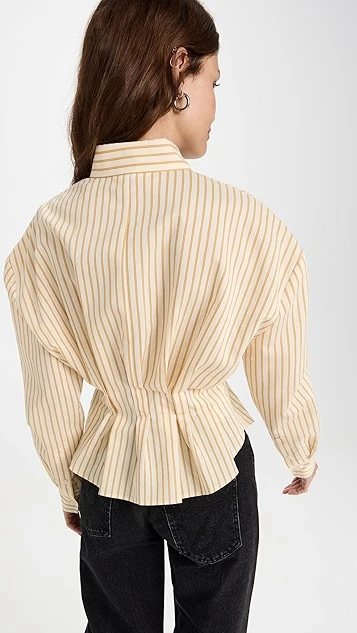 PushBUTTON Yellow Stripe Fitted Tuck Shirt - Image 2