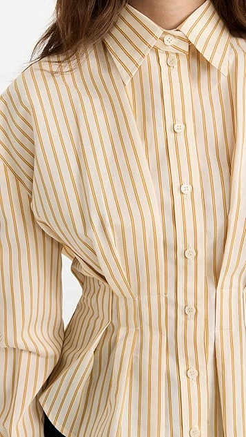 PushBUTTON Yellow Stripe Fitted Tuck Shirt - Image 5