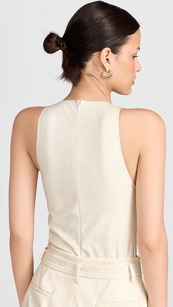 LAPOINTE Snake Faux Leather Halterneck Bodysuit - Image 2