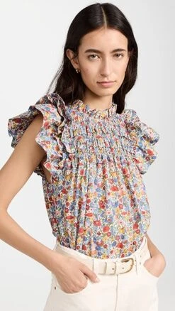 Sea Hanna Park Liberty Flutter Sleeve Top