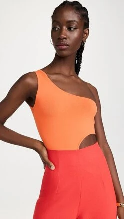 Sergio Hudson One Shoulder Cutout Bodysuit