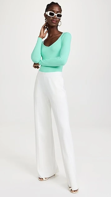 Sergio Hudson Long Sleeve Scoop Neck Bodysuit - Image 4