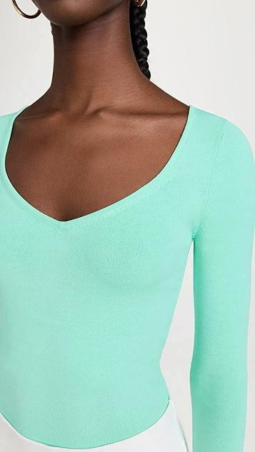 Sergio Hudson Long Sleeve Scoop Neck Bodysuit - Image 5