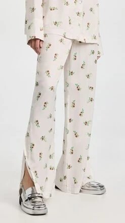 Sleeper Blossom Printed Pants In Beige