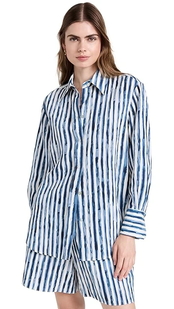 Vince Painterly Stripe Oversized Shirt - Image 6