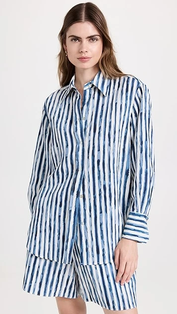 Vince Painterly Stripe Oversized Shirt - Image 7