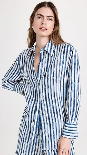 Vince Painterly Stripe Oversized Shirt